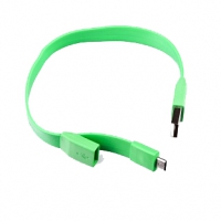 USB Дата-кабель "LP" Micro USB "плоский браслет" (зеленый/европакет)
