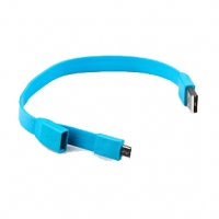USB Дата-кабель "LP" Micro USB "плоский браслет" (голубой/европакет)