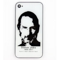 Задняя крышка для iPhone 4 Steve Jobs (Белый) (упаковка прозрачный бокс)