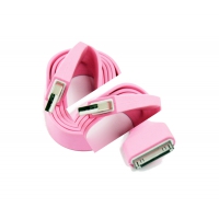 USB Дата-кабель "LP" для Apple iPhone/iPad 30 pin плоский широкий (розовый/европакет)