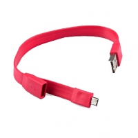 USB Дата-кабель "LP" Micro USB "плоский браслет" (красный/европакет)