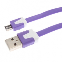USB Дата-кабель "LP" Micro USB плоский узкий (сиреневый/европакет)