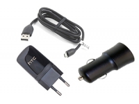 Набор 3 в 1 HTC сеть/авто/кабель micro USB (коробка)