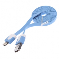 USB Дата-кабель "LP" Micro USB плоский узкий (синий/европакет)
