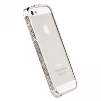 Bumper со стразами для iPhone 5 металл (серебро/белые стразы)