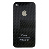 Задняя крышка для iPhone 4S текстура (Карбон Черный) (упаковка прозрачный бокс)