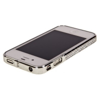 Bumper со стразами для iPhone 4/4S металл (графит)