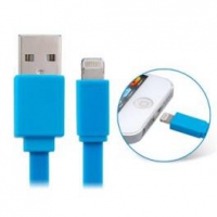 USB Дата-кабель "LP" для Apple iPhone/iPad/iPad mini 8 pin плоский узкий (синий/европакет)