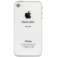 Задняя крышка для iPhone 4 Steve Jobs (Белый/яблоко) (упаковка прозрачный бокс)
