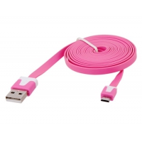 USB Дата-кабель "LP" Micro USB плоский узкий (розовый/европакет)