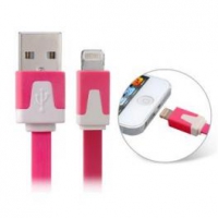 USB Дата-кабель "LP" для Apple iPhone/iPad/iPad mini 8 pin плоский узкий (розовый/европакет)