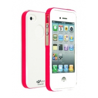 Защитная крышка для iPhone 5/5s "LF" (белый/розовый/упаковка прозрачный бокс)