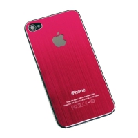 Задняя крышка для iPhone 4S металл (Розовый) (упаковка прозрачный бокс)