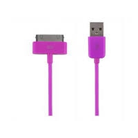 LED USB Дата-кабель "Apple Dock" для Apple 30 pin (розовый/коробка)