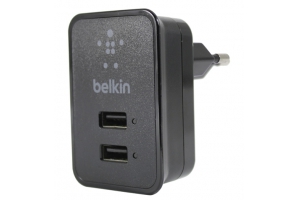 СЗУ "Belkin" 2,1A (F8J053ettBLK) с двумя USB выходами + кабель Apple 8 pin (черный) 