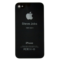 Задняя крышка для iPhone 4 Steve Jobs (Черный/яблоко) (упаковка прозрачный бокс)