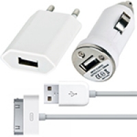 Набор 3 в 1 для iPhone USB Power Adapter (MB352LL/B) сеть/авто/кабель (прозрачный бокс)