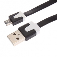 USB Дата-кабель "LP" Micro USB плоский узкий (черный/европакет)