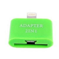 Переходник 2 в 1 "LP" для Apple с 30 pin/micro USB на 8 pin lighting (зеленый/европакет)
