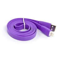 USB Дата-кабель "LP" для Apple iPhone/iPad/iPad mini 8 pin плоский широкий (сиреневый/европакет)