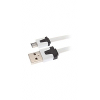USB Дата-кабель "LP" Micro USB плоский узкий (белый/европакет)