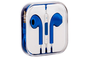 Наушники для iPhone 5/iPad mini/iPad и совместимые (синие/коробка)
