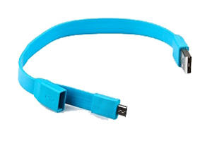 USB Дата-кабель "LP" Micro USB "плоский браслет" (голубой/европакет)