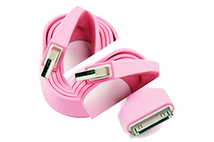 USB Дата-кабель "LP" для Apple iPhone/iPad 30 pin плоский широкий (розовый/европакет)