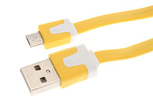 USB Дата-кабель "LP" Micro USB плоский узкий (желтый/европакет)