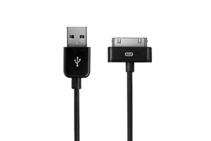LED USB Дата-кабель "Apple Dock" для Apple 30 pin (черный/коробка)