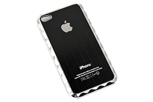 Задняя крышка для iPhone 4S металл с рамкой (Черный) (упаковка прозрачный бокс)