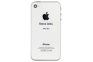 Задняя крышка для iPhone 4 Steve Jobs (Белый/яблоко) (упаковка прозрачный бокс)
