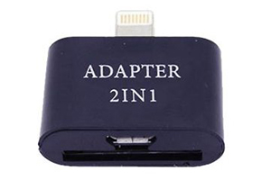 Переходник 2 в 1 "LP" для Apple с 30 pin/micro USB на 8 pin lighting (черный/европакет)