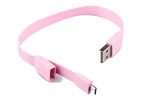 USB Дата-кабель "LP" Micro USB "плоский браслет" (розовый/европакет)