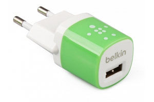 СЗУ "Belkin" 1A с USB выходом (F8JO17E GRN) (белый/зеленый)