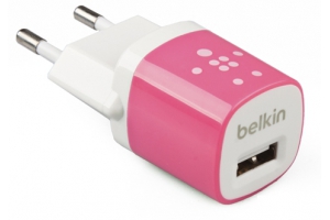 СЗУ "Belkin" 1A с USB выходом (F8JO17E PINK) (белый/розовый)