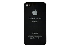 Задняя крышка для iPhone 4 Steve Jobs (Черный/яблоко) (упаковка прозрачный бокс)