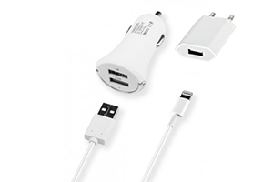 Комплект зарядных устройств "USB Power Adapter" 1A для Apple 8 pin сеть/авто/кабель (бокс)