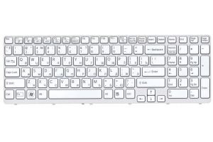 Клавиатура для Sony Vaio SVE15 с рамкой без подсветки (белая)
