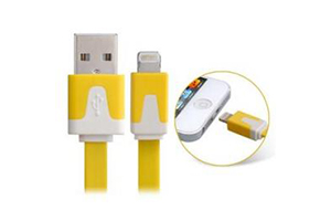 USB Дата-кабель "LP" для Apple iPhone/iPad/iPad mini 8 pin плоский узкий (желтый/европакет)