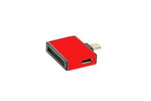 Переходник 3 в 1 для Apple с 30 pin/micro USB/mini USB на 8 pin lighting (красный/коробка)