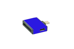 Переходник 3 в 1 для Apple с 30 pin/micro USB/mini USB на 8 pin lighting (синий/коробка)