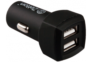 АЗУ с двумя выходами USB ток зарядки 2,1А (Zetton ZTCC2A2U)