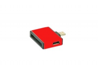 Переходник 3 в 1 для Apple с 30 pin/micro USB/mini USB на 8 pin lighting (красный/коробка) 