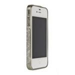 Bumper со стразами для iPhone 4/4S металл (матовое серебро)