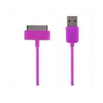 LED USB Дата-кабель "Apple Dock" для Apple 30 pin (розовый/коробка)