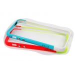 Bumper для iPhone 5 "LF" (пластик/салатовый/красный/упаковка прозрачный бокс)