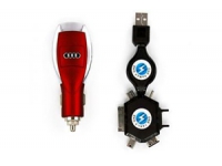 АЗУ универсальное Audi (Красный, 6 разъемов + USB) (коробка)